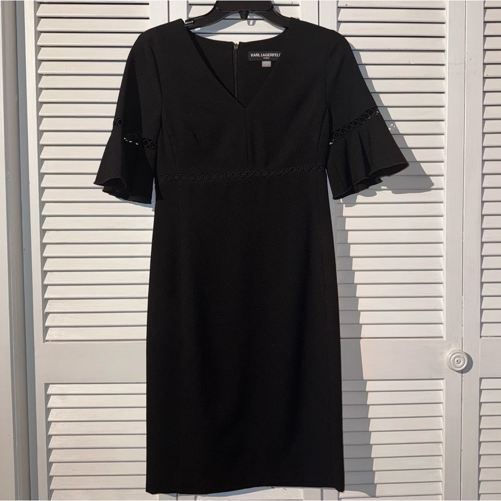 Karl Lagerfeld Black Dress with elbow length Bell Sleeves